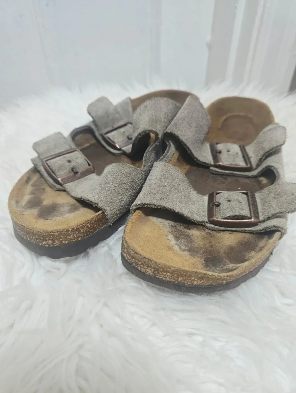 Birkenstock Arizona Taupe Suede Leather Soft Footbed Sandals Unisex  Size L8 M6